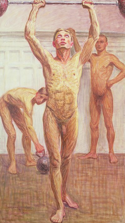 Pushing Weights with Two Arms, Number 1, 1911 by Eugène Jansson
